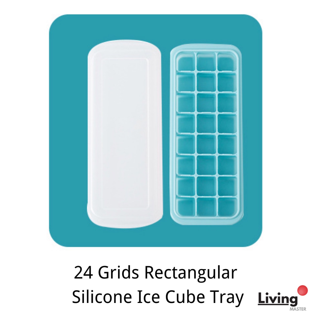 24 Grids Silicone Rectangular Ice Cube Tray Food Grade Ice Cube Maker - BLUE, PINK, GREEN