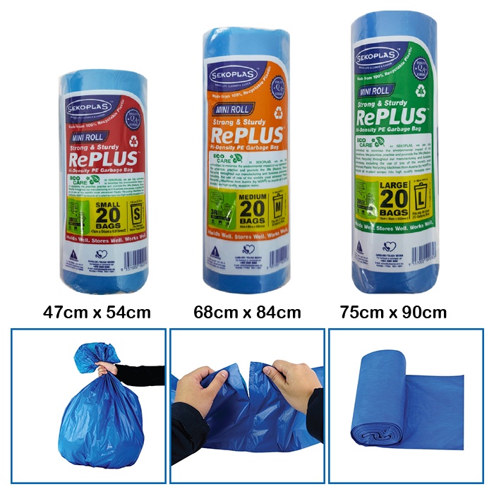 AGL (S/M/L) SEKOPLAS Replus Mini Garbage Bag Roll 20 Pcs Eco Friendly