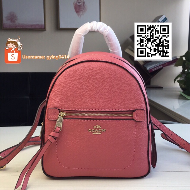 Coach F30530 Pebbled Leather Andi Backpack Small Handbag Bag Light Pink  Mini Beg | Shopee Malaysia
