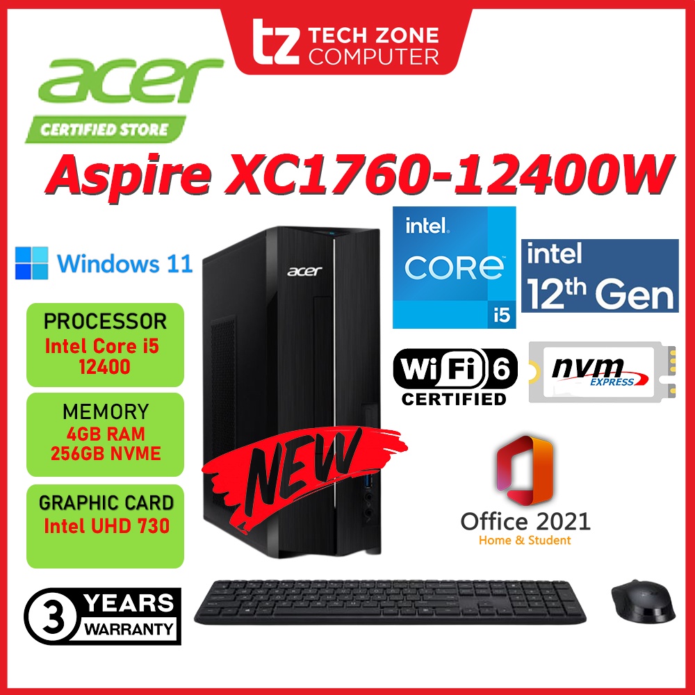 ACER ASPIRE XC176012400W11 Desktop PC I512400 4GBD4 256SD WIN11