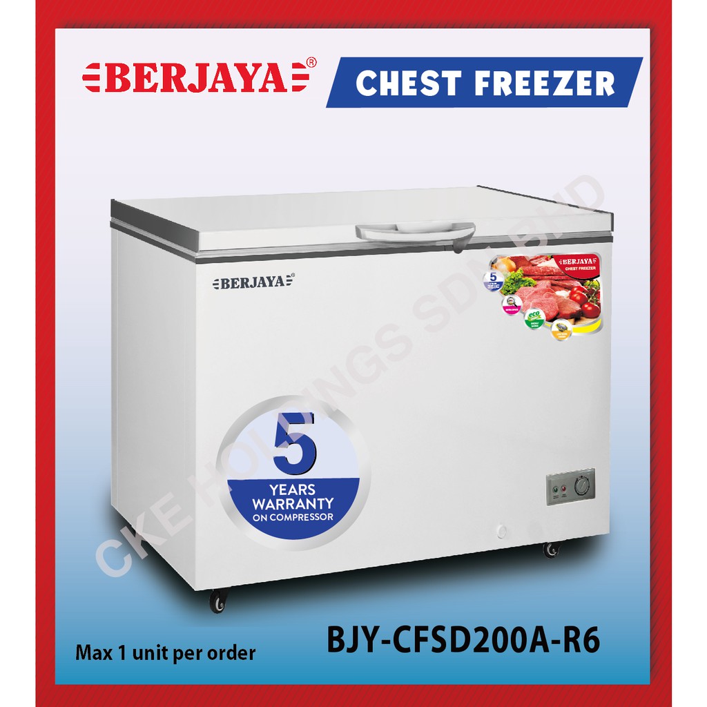 Berjaya Premium 160L Chest Freezer BJYCFSD200AR6 (White) 5 YEARS