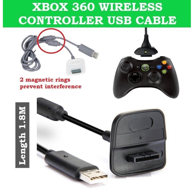 Xbox 360 wireless controller charging cable 1.8M USB charger Shopee