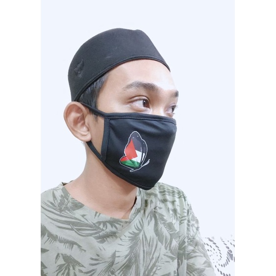 Fabric Face Mask/Palestine Face Mask/Design Butterfly Palestine/Topeng ...