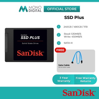SanDisk SSD PLUS 2.5” SSD Internal Solid State Drive (1TB/480GB/240GB/120GB) (Free SATA Cable)