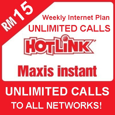 Maxis Hotlink Topup Reload Rm15 Unlimited Calls Plan 7 Days Shopee Malaysia