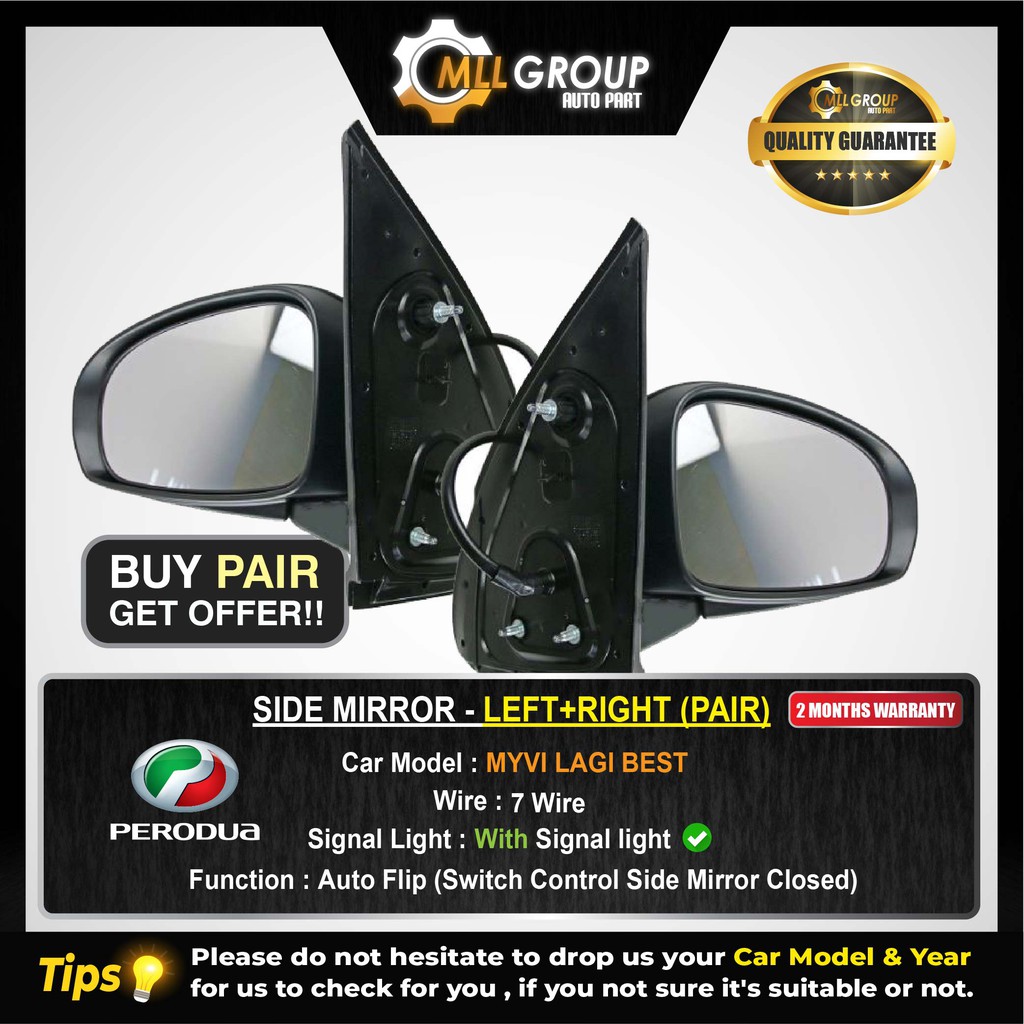 Mll Perodua Myvi Lagi Best Side Mirror Left Right 7 Wire Shopee Malaysia