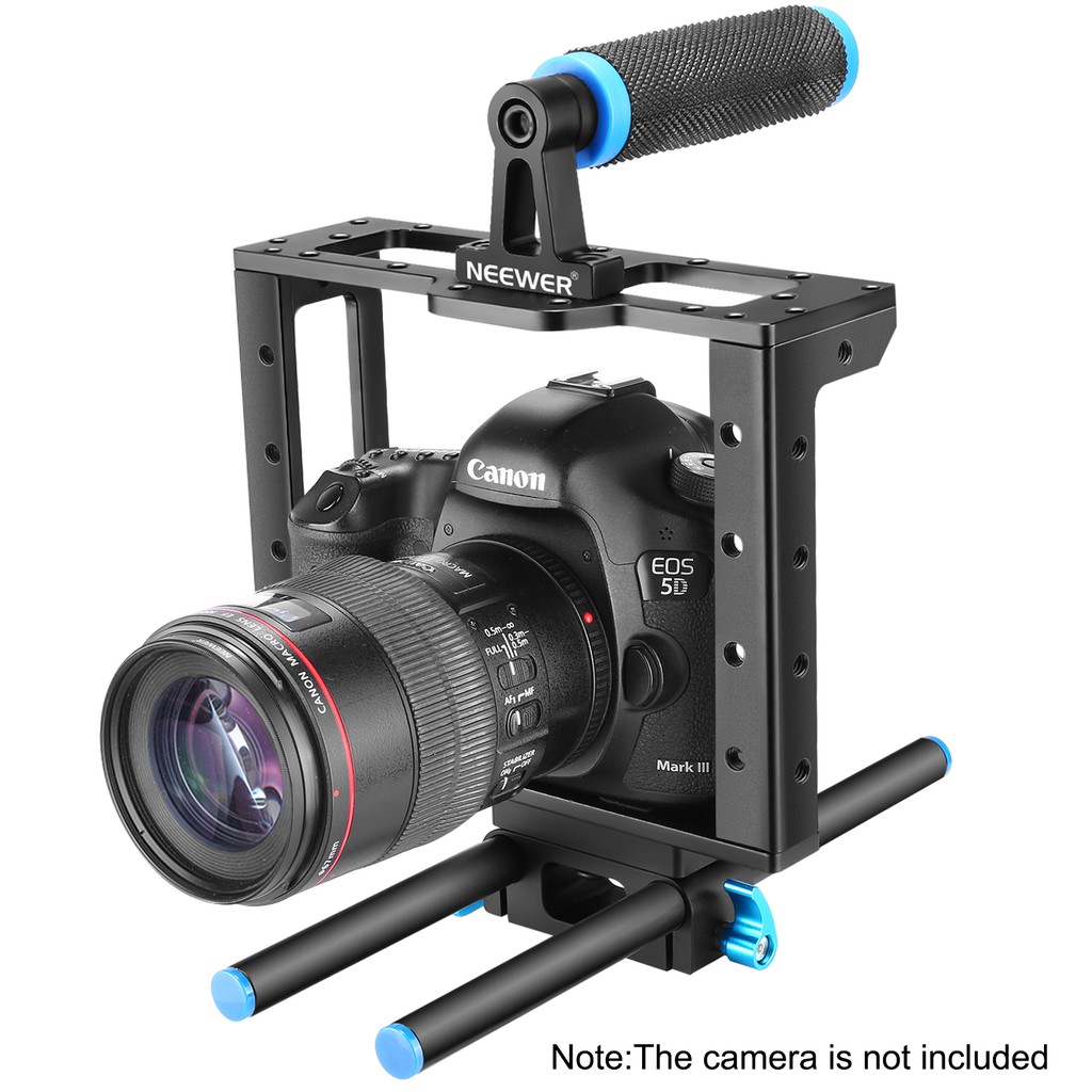 1 2 1 Video Cage, 15mm Rod, 1 Blue 1 Neewer Aluminum Alloy Film Movie Rig System Kit for Canon Nikon Sony and other DSLR Cameras,Includes: 1 Follow Focus, Matte Box, Top Handle Grip, Shoulder Rig 