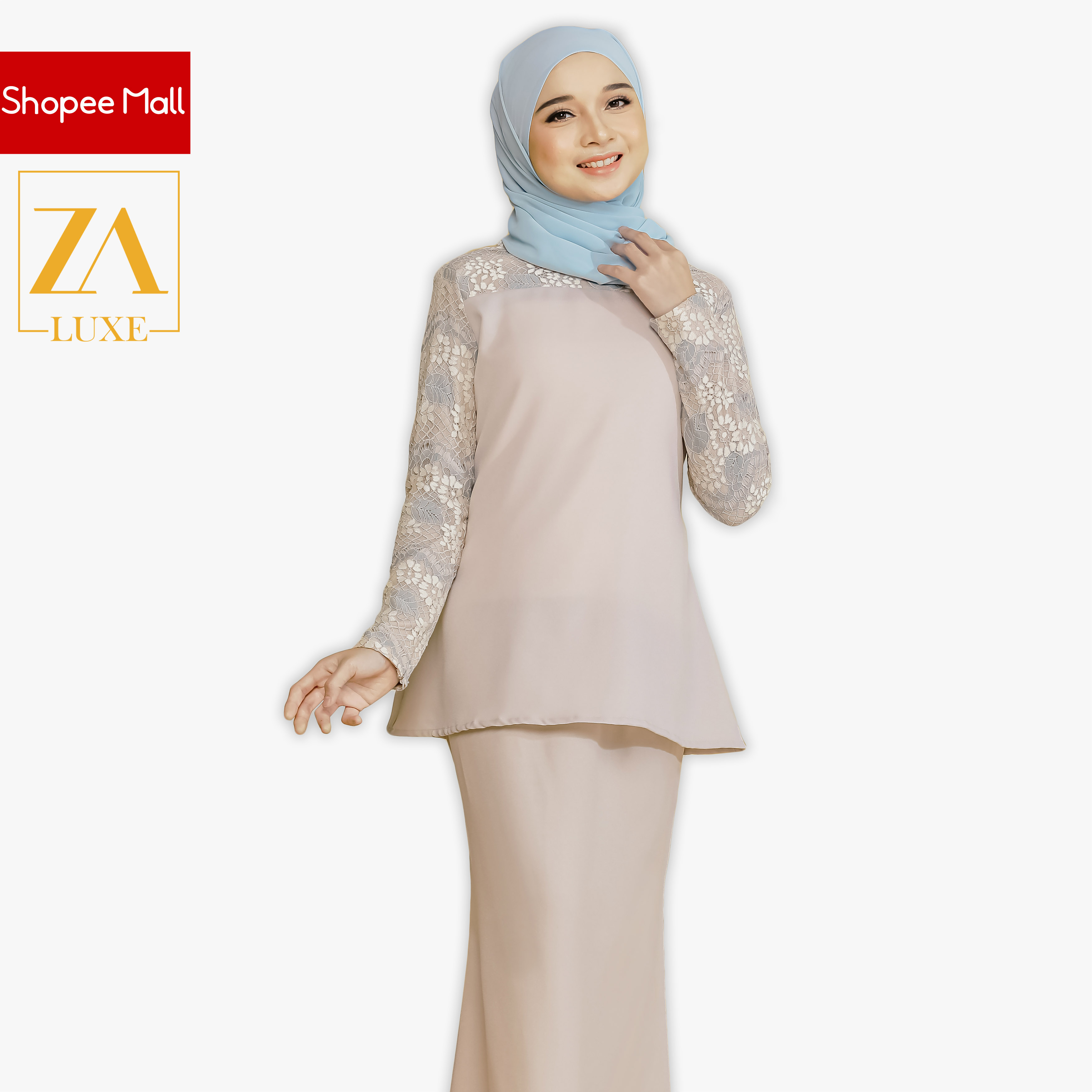 Zoe Arissa Baju  Kurung Moden Lace Como Crepe Meelana 