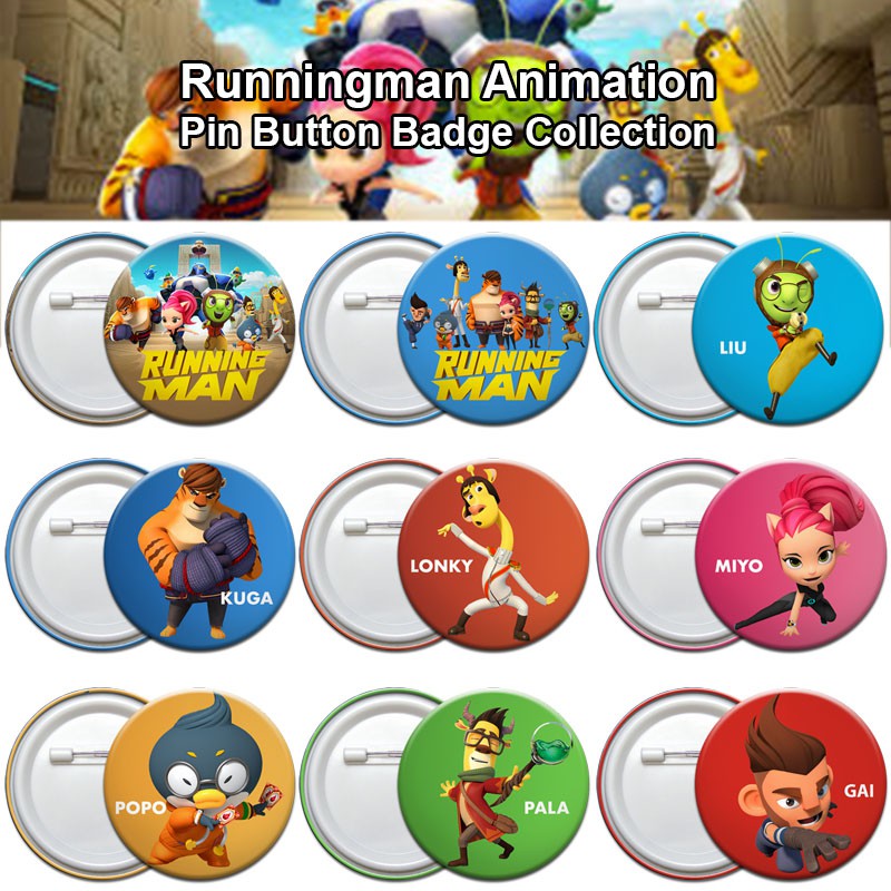 Running Man Animation Cute Cartoon Pin Button Badge Brooches Collection O58mm Shopee Malaysia