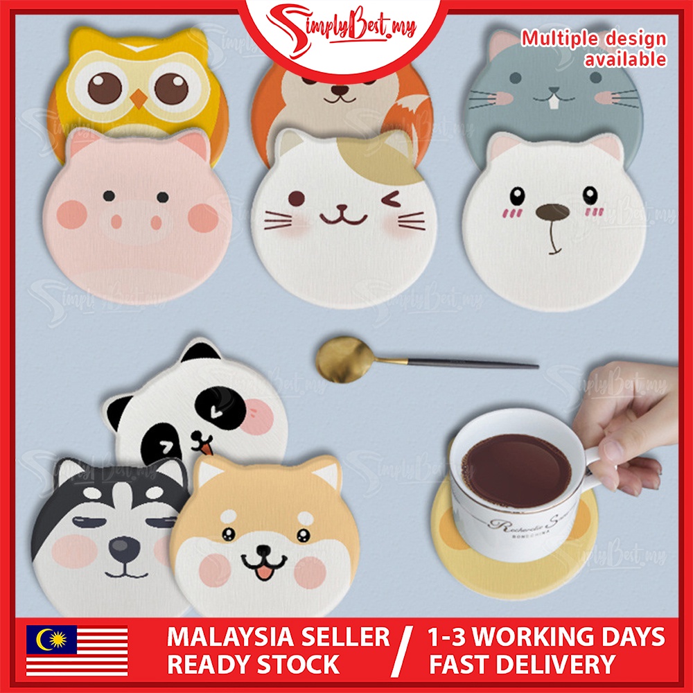 SIMPLYBEST Diatomite Cup Coaster Cute Animal Cartoon Japan Mug Diatom Quick Dry Fast Absorbent Earth Stone Soap Holder