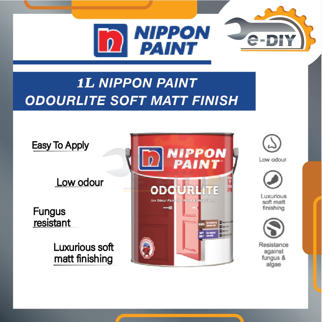 Nippon Paint 1L Odourlite Soft Matt Finish Wood & Metal Paint Cat Kayu ...