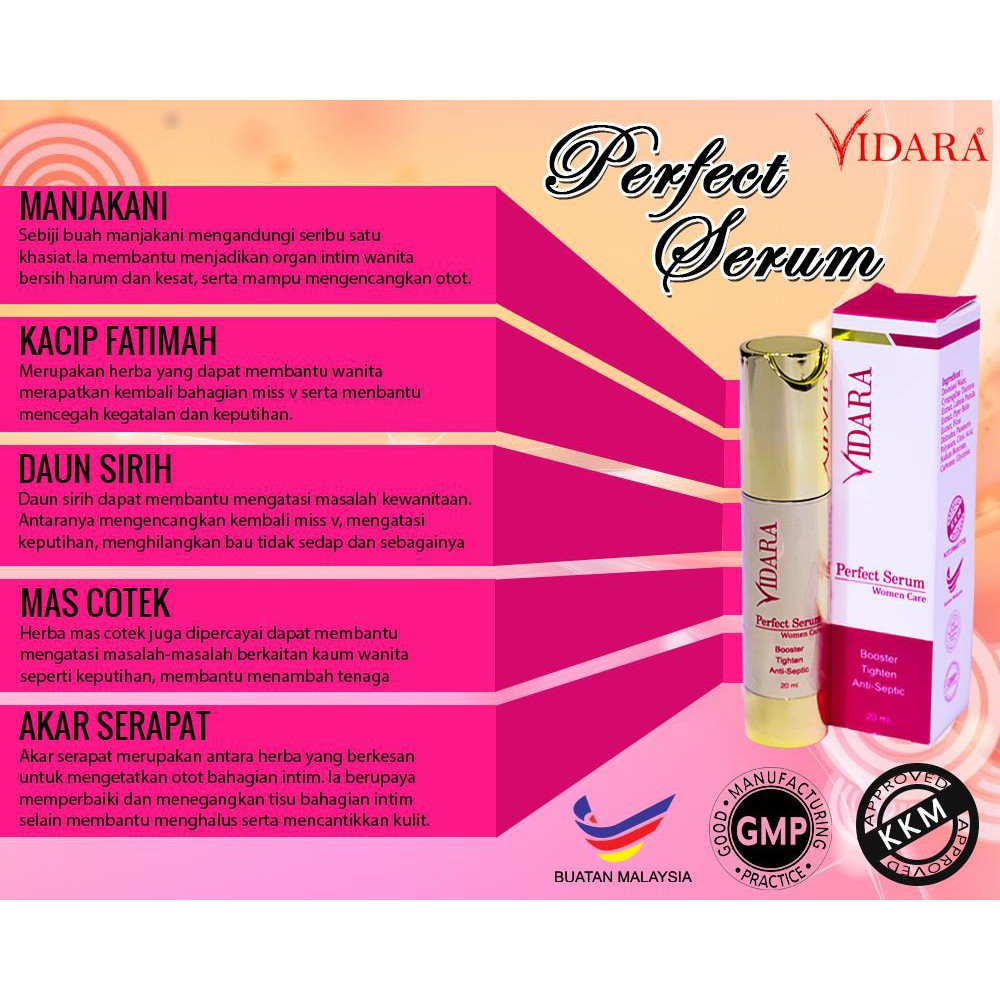 Cara Ketatkan Dan Sempitkan Faraj Dengan Vidara Perfect Serum 100 Lulus Kkm Shopee Malaysia