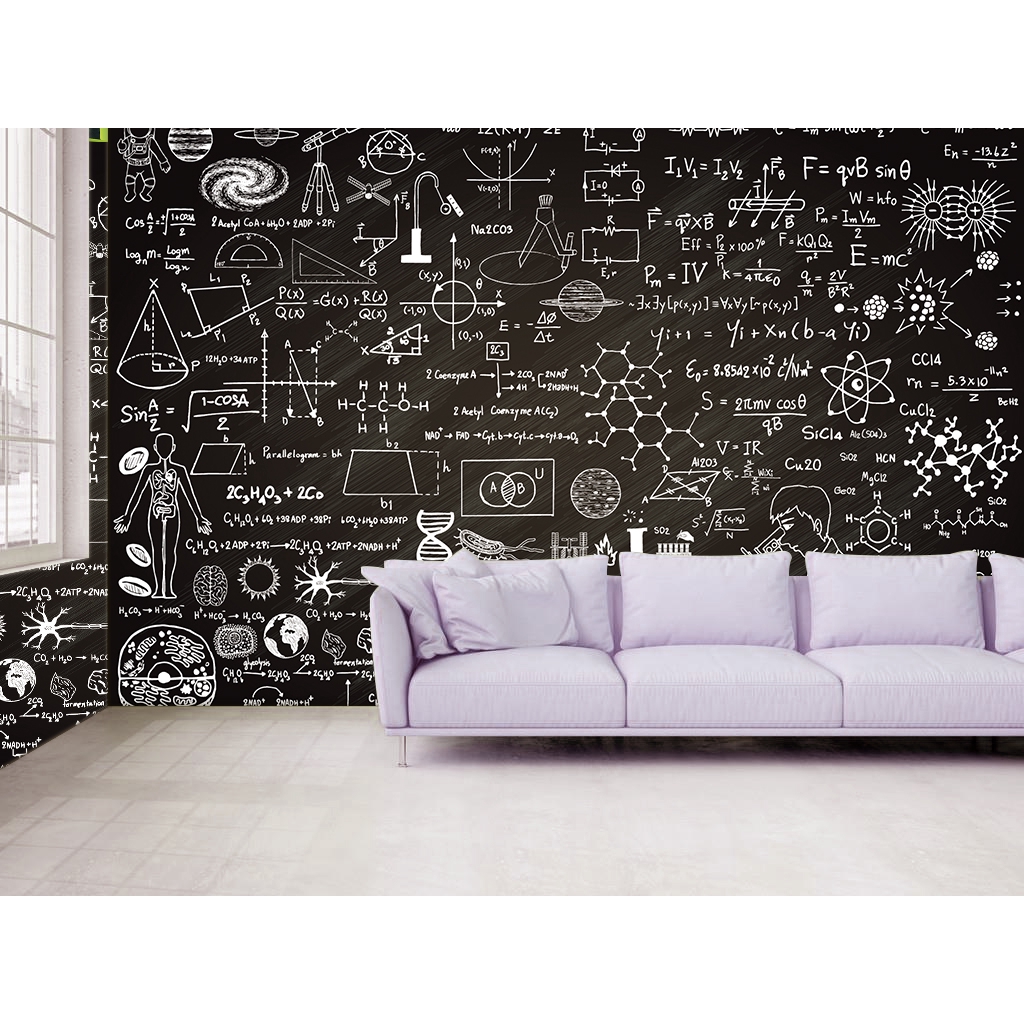 3d Chalkboard Math Science Formulas Self Adhesive Bedroom Wallpaper Wall Murals