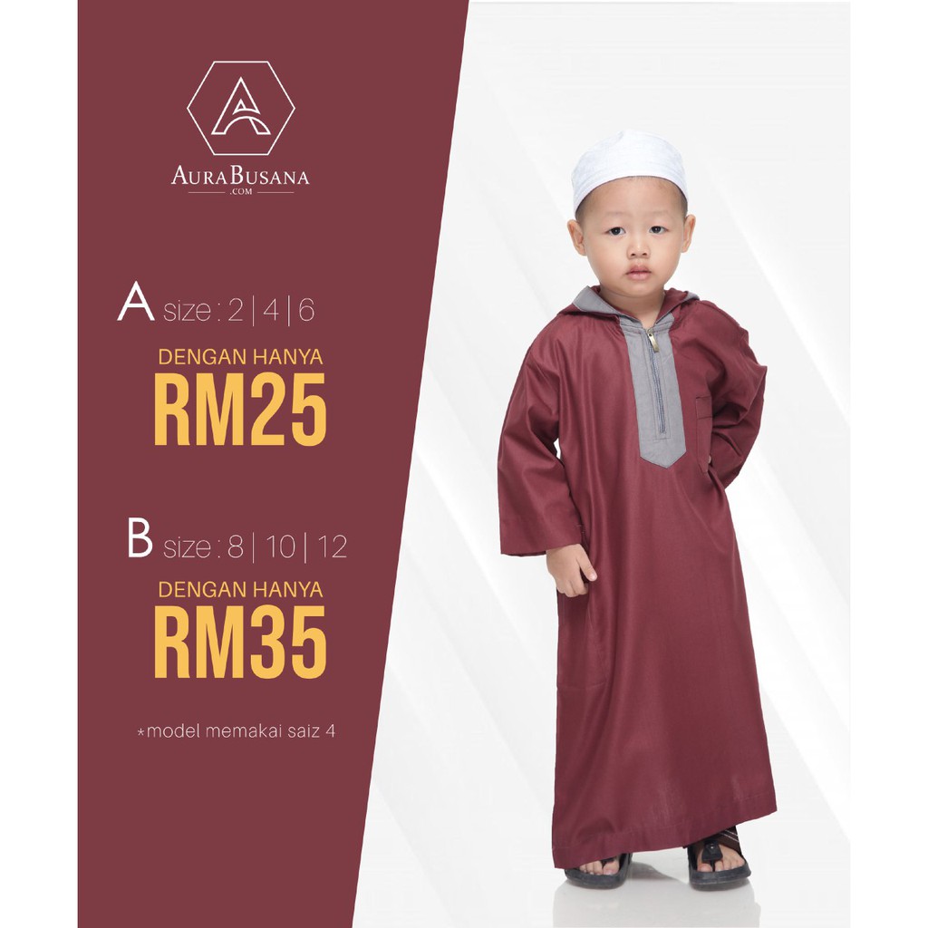 LELONG Jubah Kanak Kanak Lelaki Cotton Hoodie by Aura LELONG Jubah Kanak Kanak Lelaki Cotton Hoodie by Aura