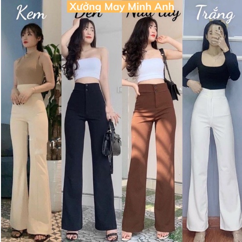 Super Bossy High-Waist 2-Button Snow Flared Pants MA65