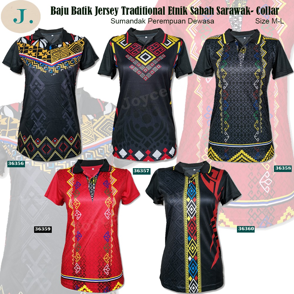 (Small Cutting) Baju Batik Jersey Wanita Traditional Etnik Sabah ...