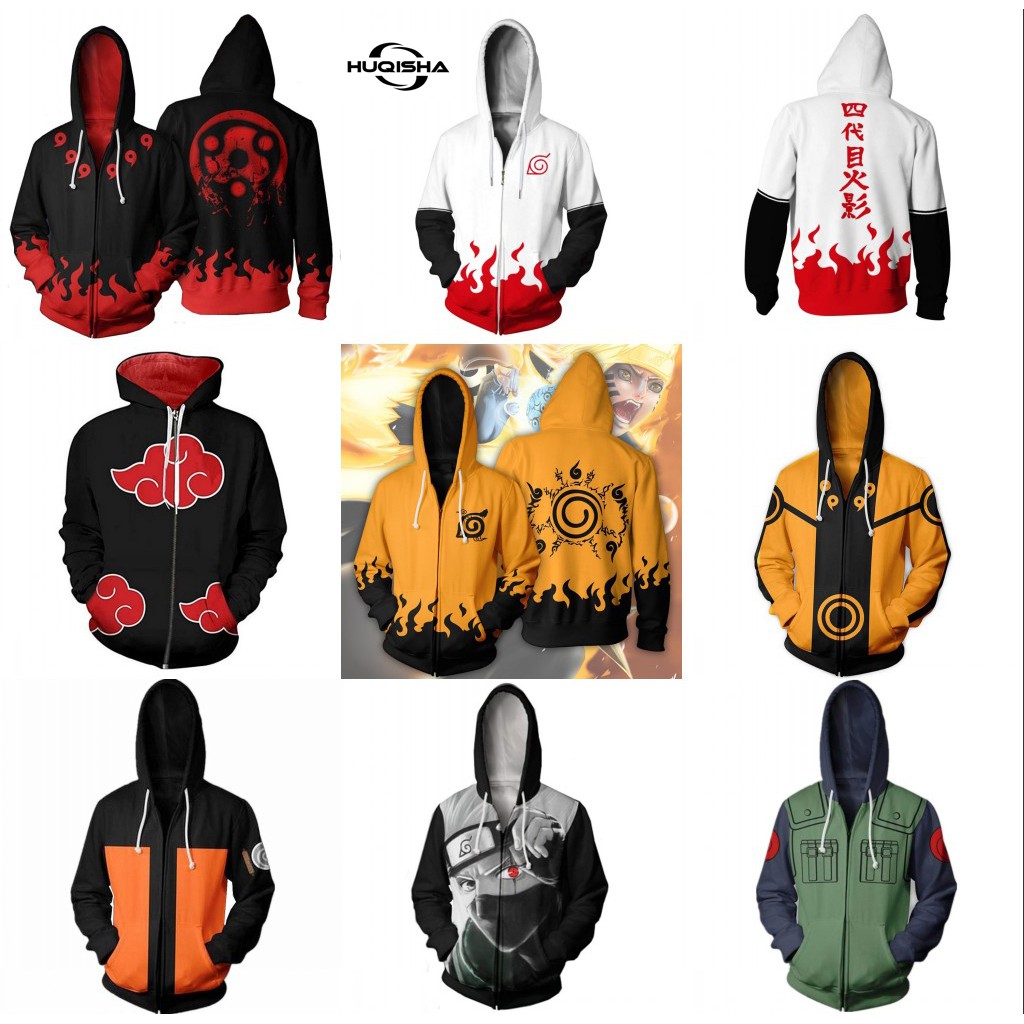 Men Naruto Hoodies Zipper Sweatshirts Jacket | Shopee Malaysia