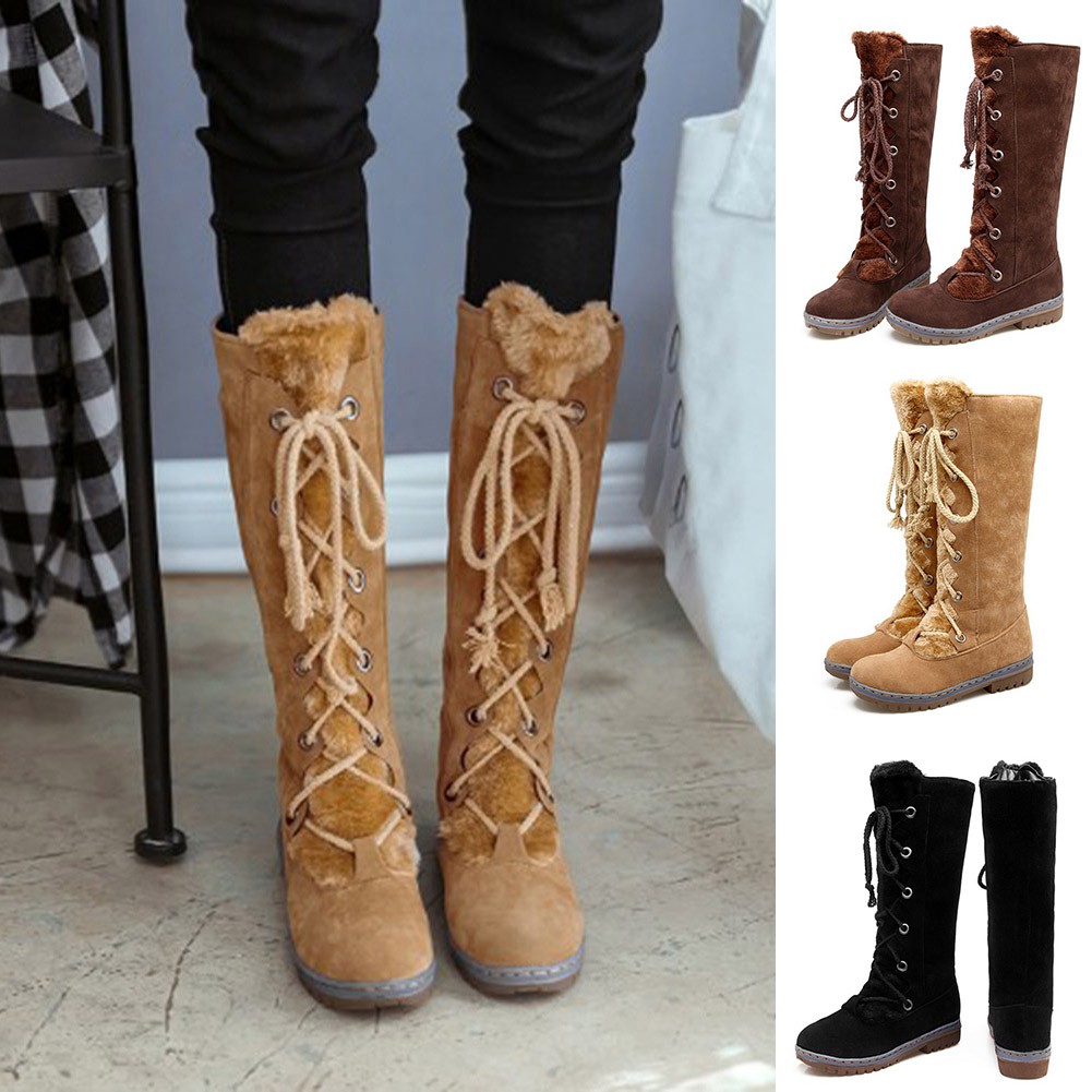 knee high lace up winter boots