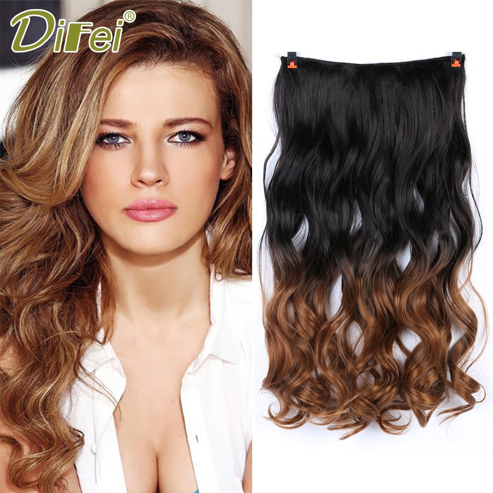 Difei Natural Synthetic Hair Extensions Ombre Long Curly Hair 5
