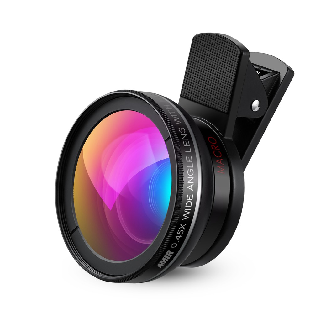 AMIR Phone Camera Lens 0.45X Super Wide Angle Lens + 12.5X Macro Lens