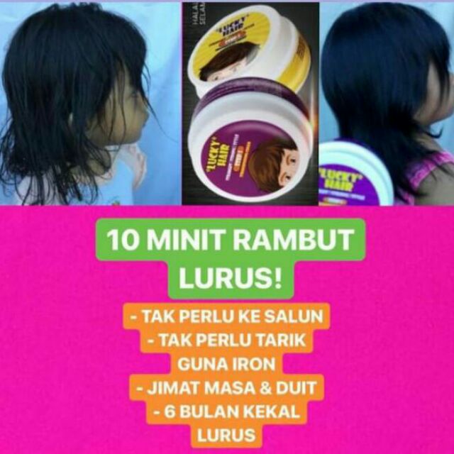 Krim Meluruskan Rambut Keriting Lucky Hair Free Gift