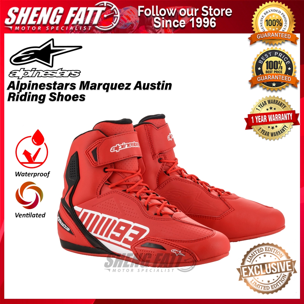 Alpinestars Marc Marquez 93 Austin Riding Shoes Red Limited Edition Shopee Malaysia