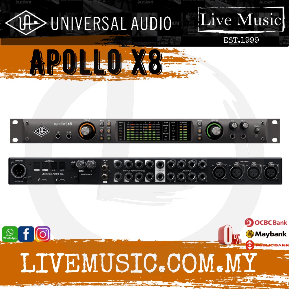 Universal Audio Apollo x8 Heritage Edition 18 x 24 Thunderbolt 3 Audio