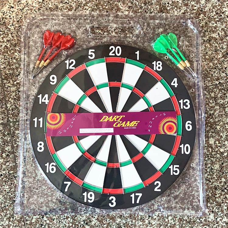 Professional Double-sided 12/17 inches Dart Board set Sport Game with 4/6pcs Brass Darts