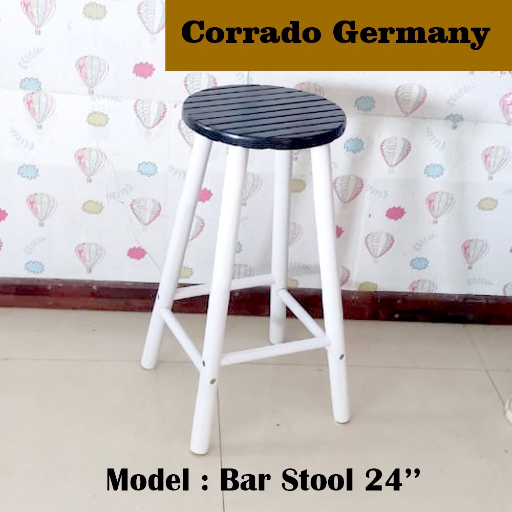 Full Solid Rubber Wood Stool Wooden Chair Solid Wood Bar Bangku Makmal