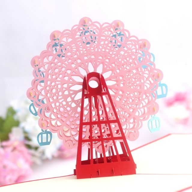 3D Pink Ferris Wheel Card