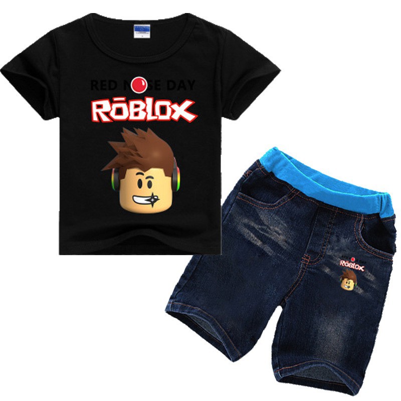 Ready Stock New Roblox Red Nose Day Kids Boy T Shirt Denim Shorts 2pcs Set Ins Shopee Malaysia - please read asap roblox