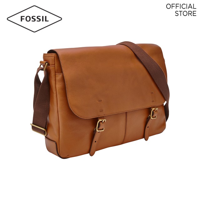 fossil men's buckner leather messenger bag