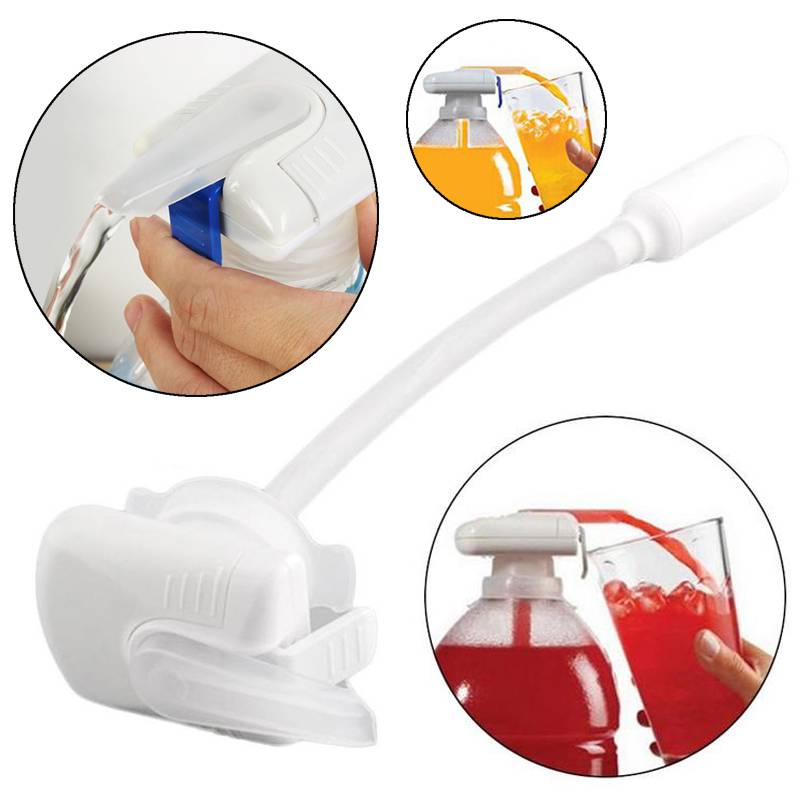 Straw Magic Tap Electric Automatic Water Drink Beverage Dispenser Spill Proof Convenient Automatic Drinks Dispenser Fruit Juice Spill-proof Automatic Beverage Suck M, white 
