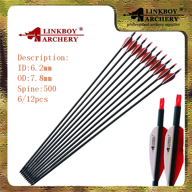 12PCS Linkboy Archery Mix Carbon Arrows Spine 500 ID 6.2mm Compound Bow Hunting 12PCS Linkboy Archery Mix Carbon Arrows Spine 500 ID 6.2mm Compound Bow Hunting