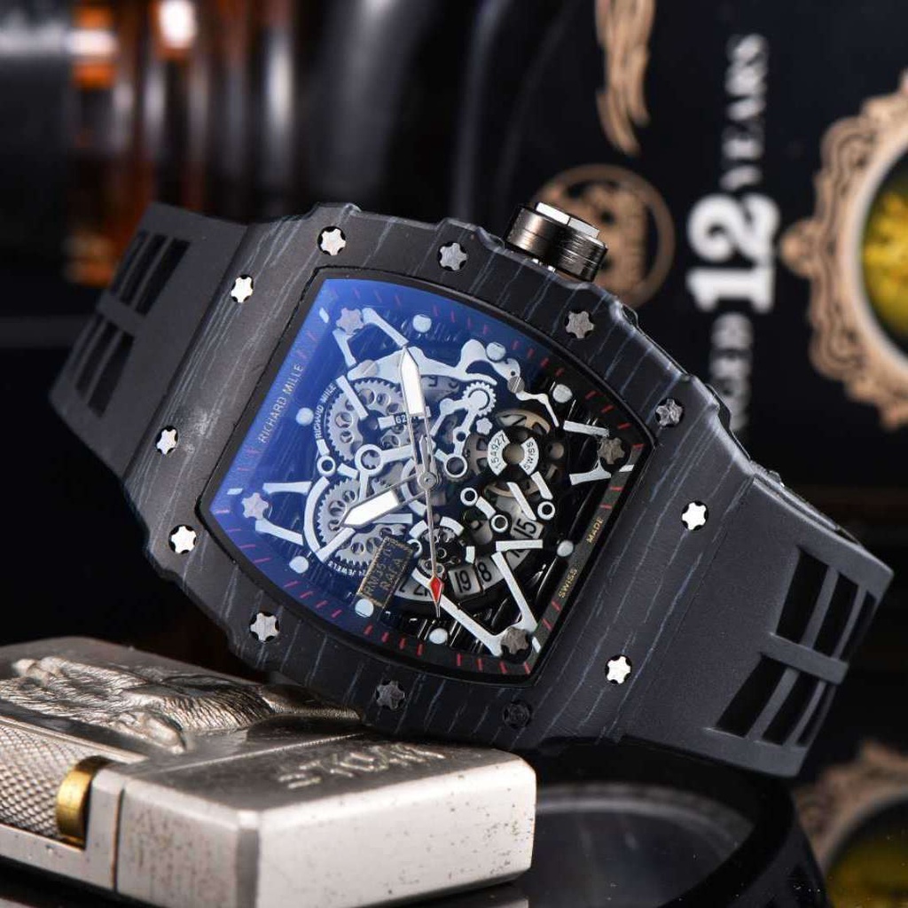 shopee: ✜▨RICHARD MILLE same style men s watch net celebrity hot style hollow fashion wine barrel type quartz watch men s watch (0:4:Variation:5;:::)