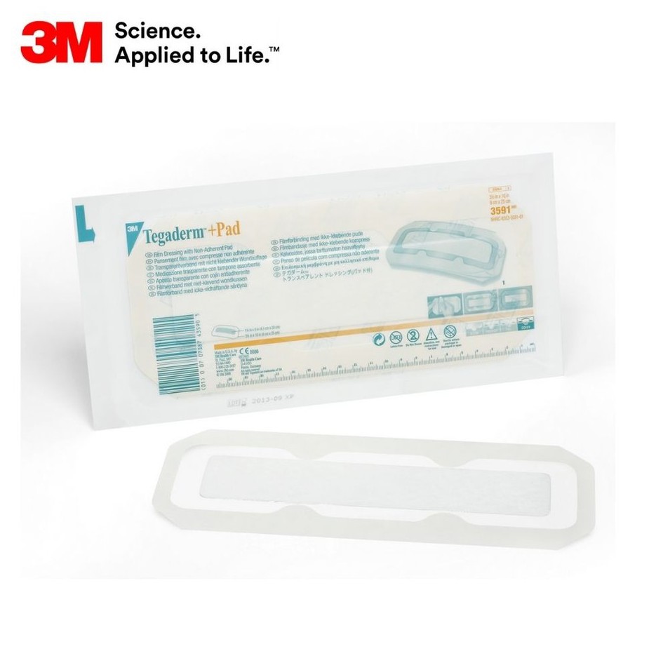 3M Tegaderm +Pad Film Dressing with Non-Adherent Pad 3591 Dressing Size ...