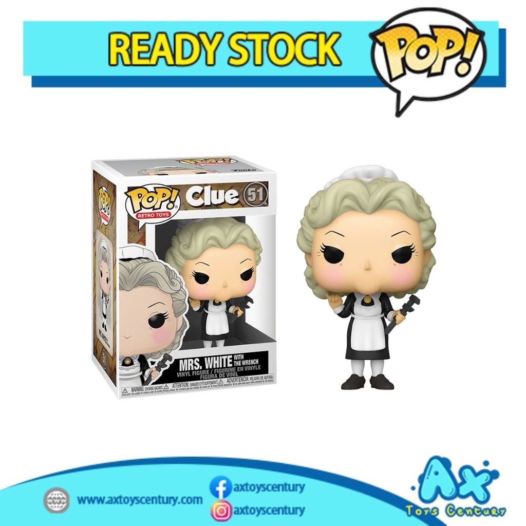 Funko Pop! Retro Toys: Clue - Mrs White with The Wrench #51 100% Genuine