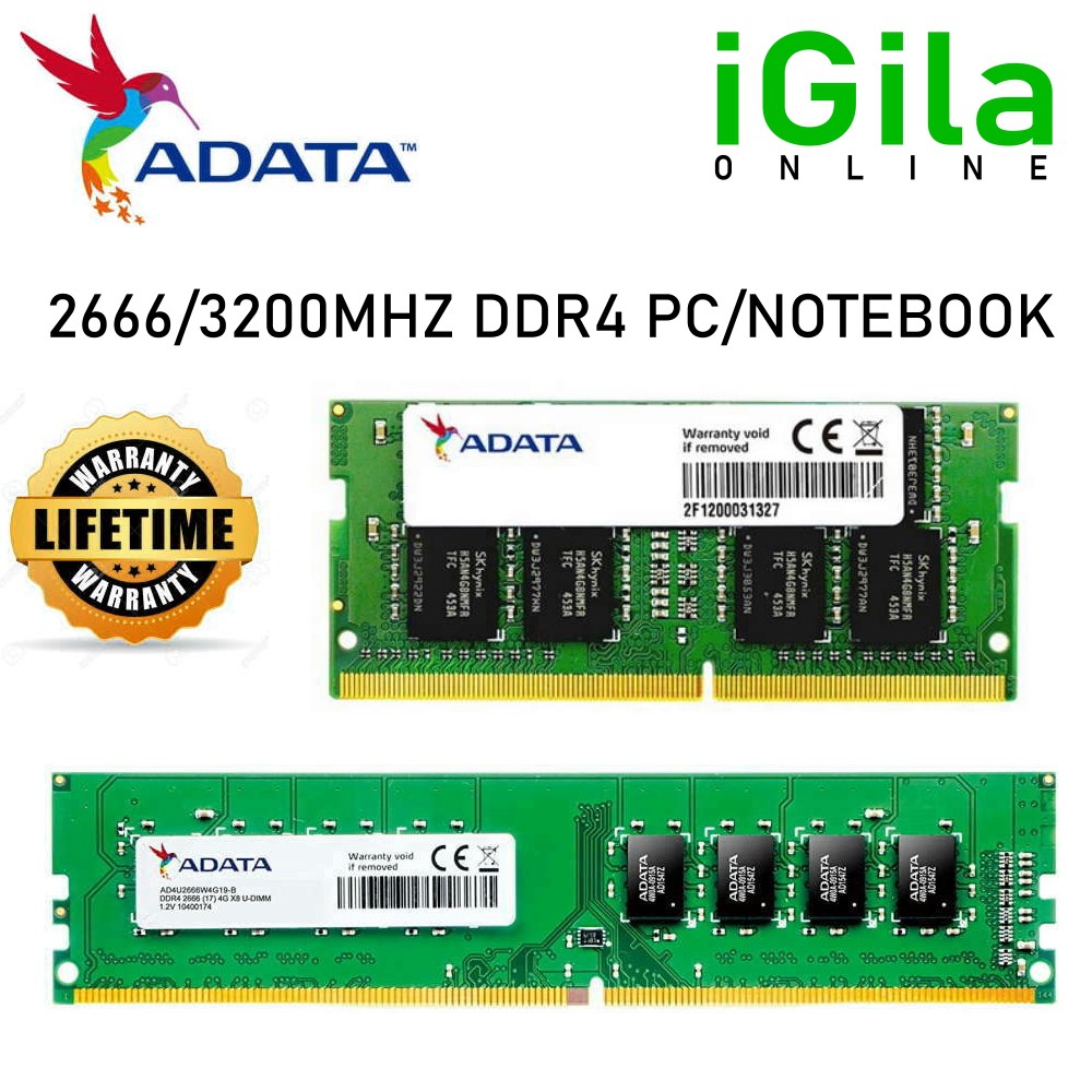 ADATA RAM 4GB / 8GB DDR4 2666MHz 3200MHZ RAM SODIMM / LODIMM MEMORY ...