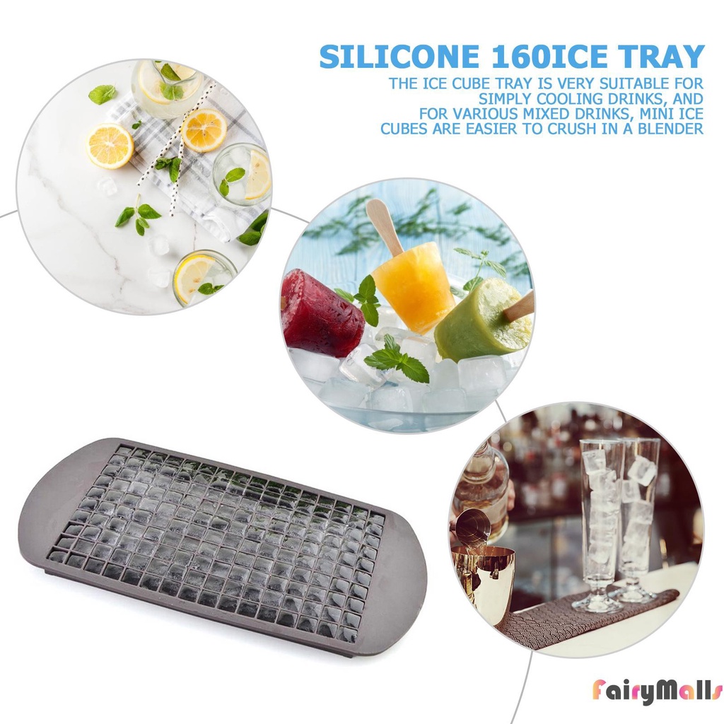 Silicone Mini Ice Cube Trays 160 Cube Crushed Ice Molds Stackable Flexible Shopee Malaysia