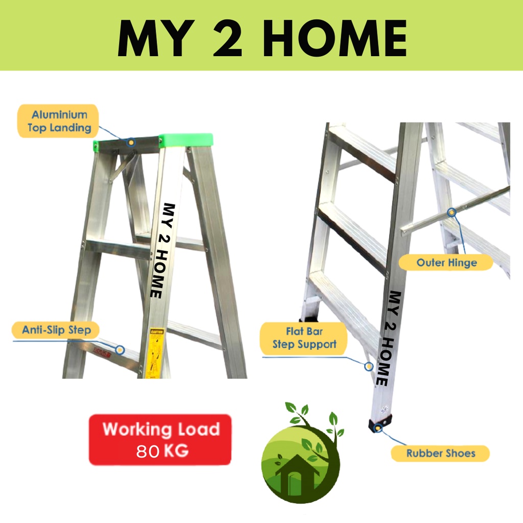 Aluminium 12 Steps Double Sided Ladder A type Tangga Lipat Aluminium ...