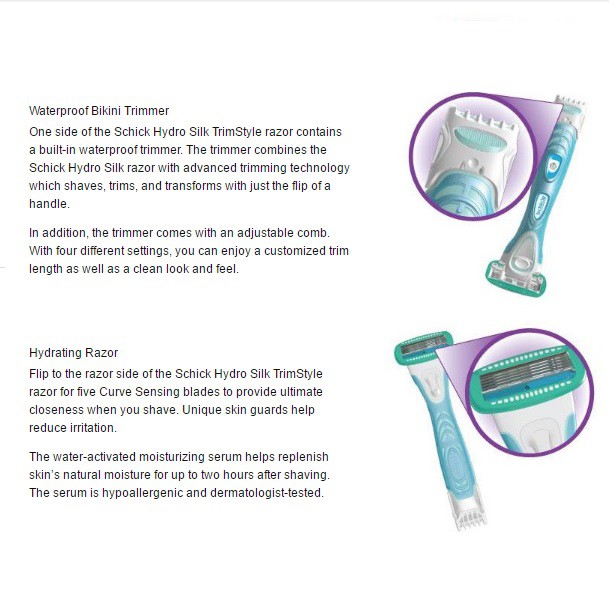 schick hydro silk trimstyle razor with bikini trimmer