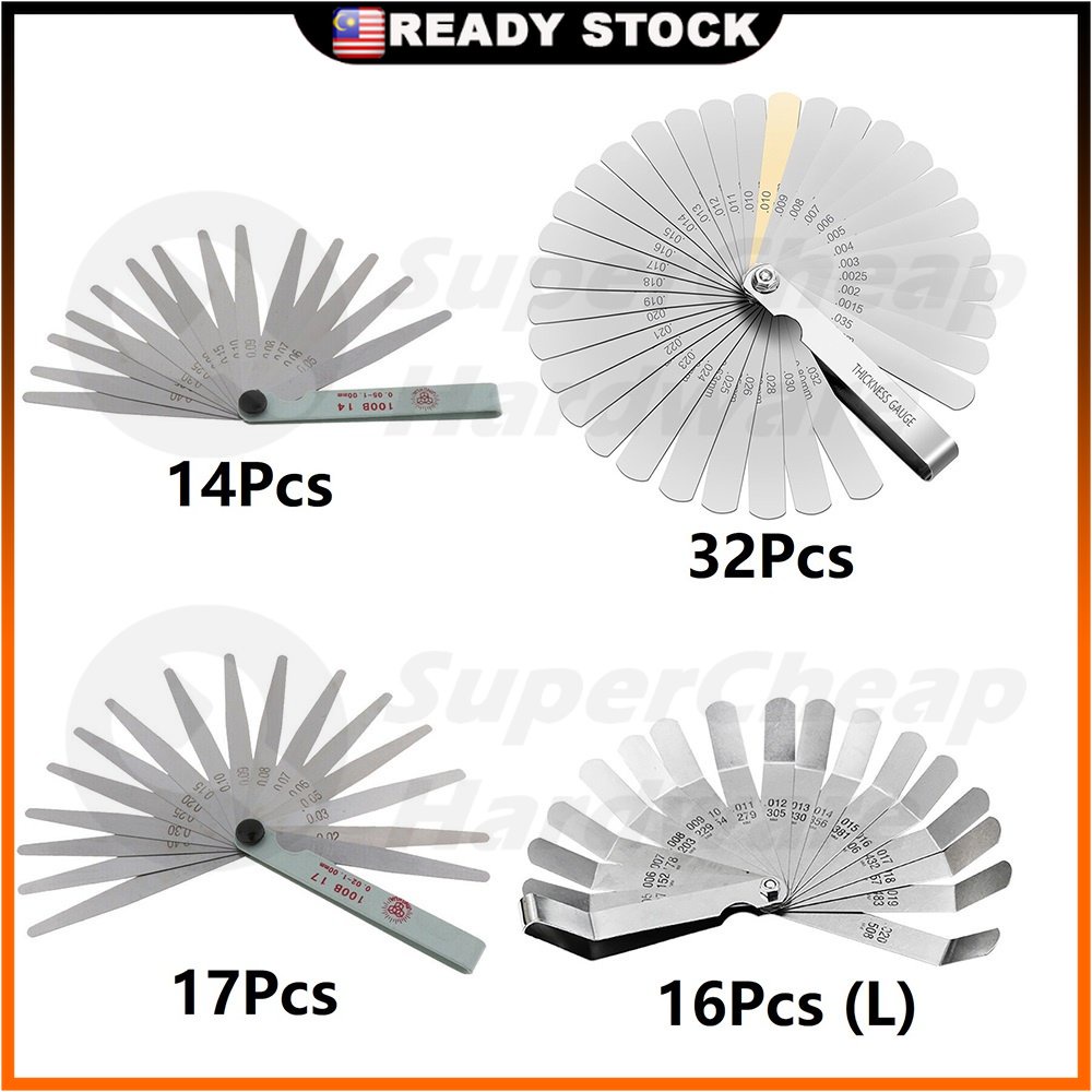 Feeler Gauges Metric HARFINGTON 10pcs Mn Steel Feeler Gauge 0.1mm Thickness 150mm Length Gap Gauge