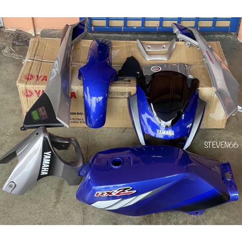 YAMAHA RXZ CATALYZER COVERSET BIRU GREY HLY 100% (SIAP TANK/SIAP STRIPE ...