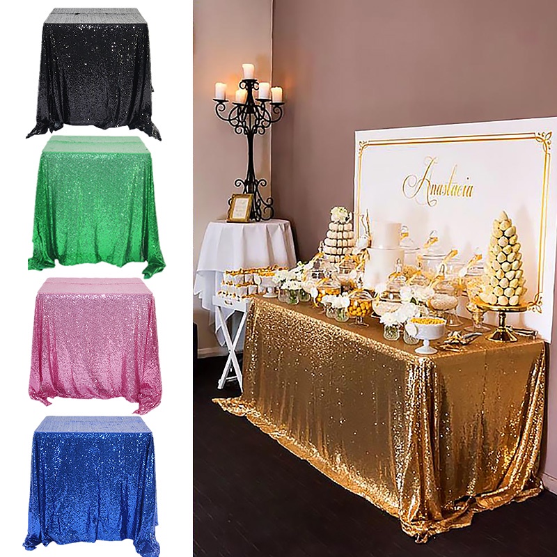 Nordic Style Rectangular Tablecloth Wedding Hotel Decor Golden Table Cover Embroidered Glitter Sequin Table Decoration for Party