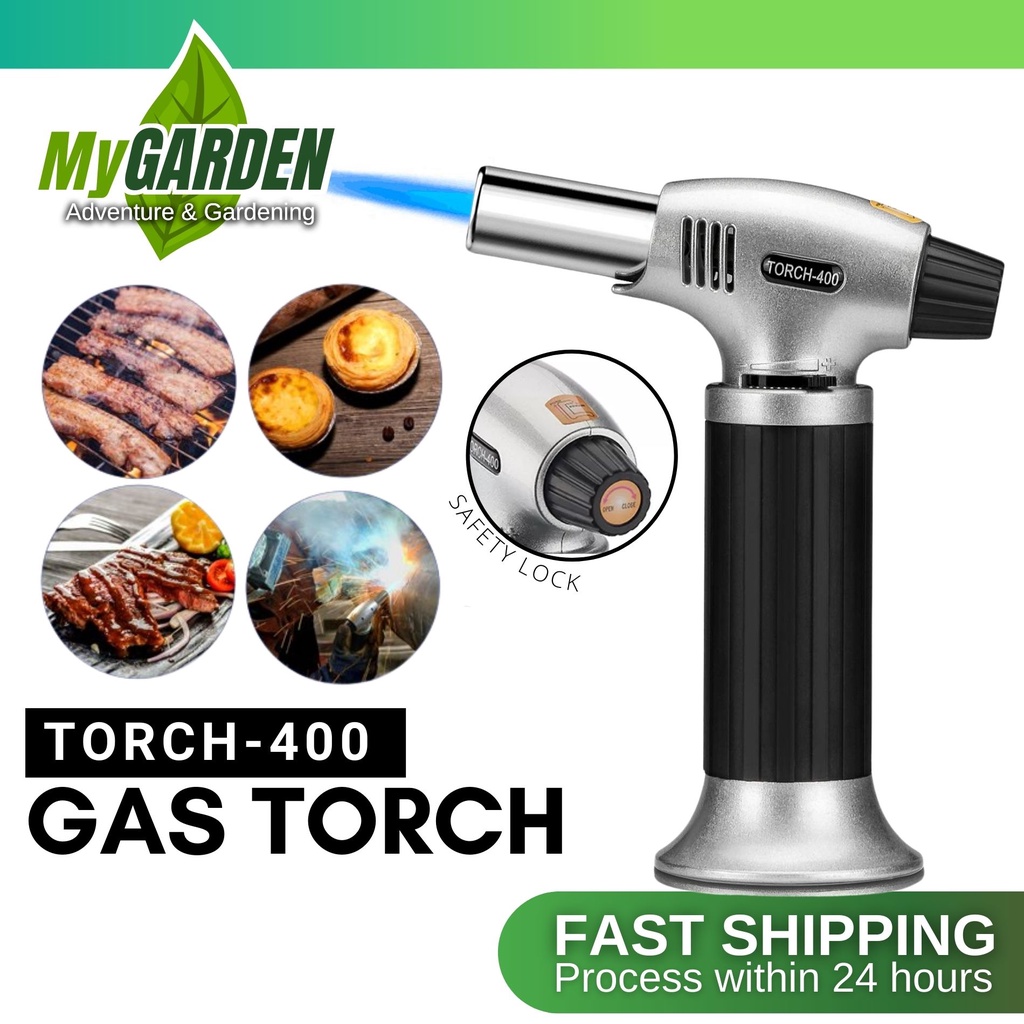 TORCH-400 Gas Torch Professional Kitchen Cooking with Lock Adjustable Flame Refillable Mini Blow Torch Lighter for BBQ