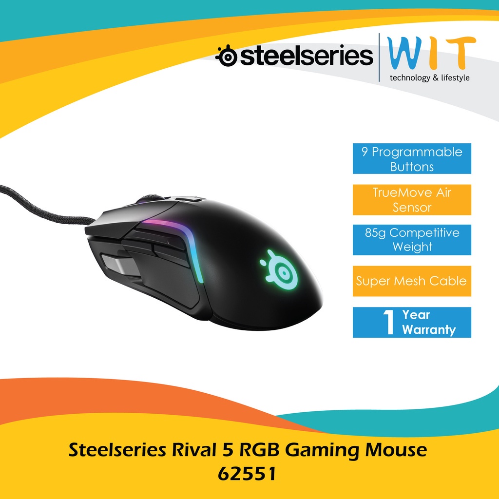 Steelseries Rival 5 RGB Wired Gaming Mouse - 62551
