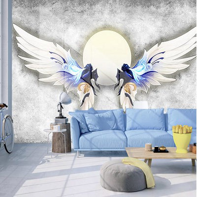 Nordic wallpaper 3D angel wings background wall wallpaper 5D personality  bar decoration cafe mural ins ins | Shopee Malaysia