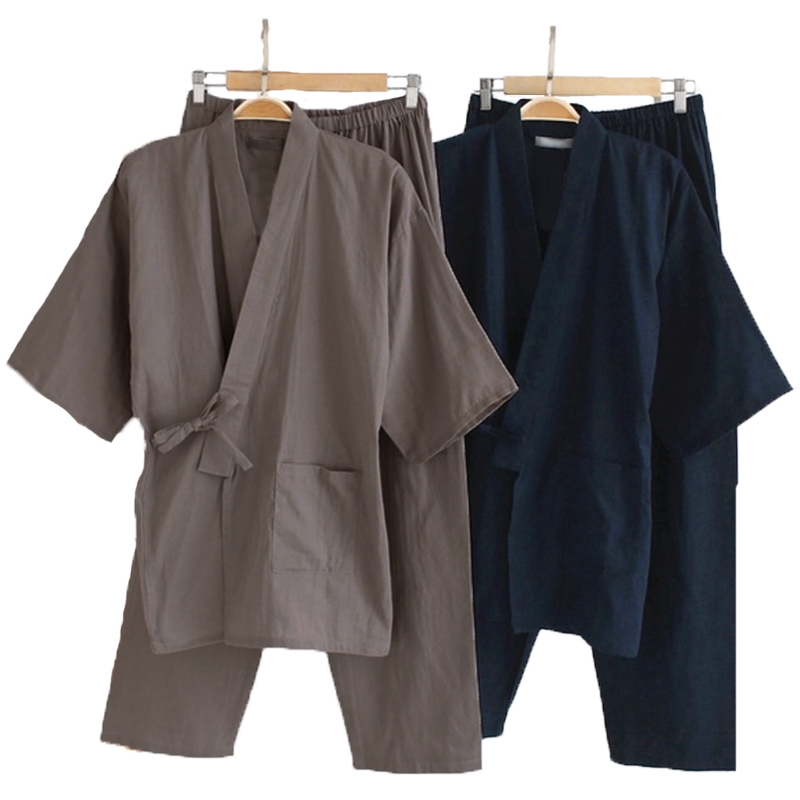 Men's Long Sleeve Pyjamas Suit Pants Solid Loungewear Set