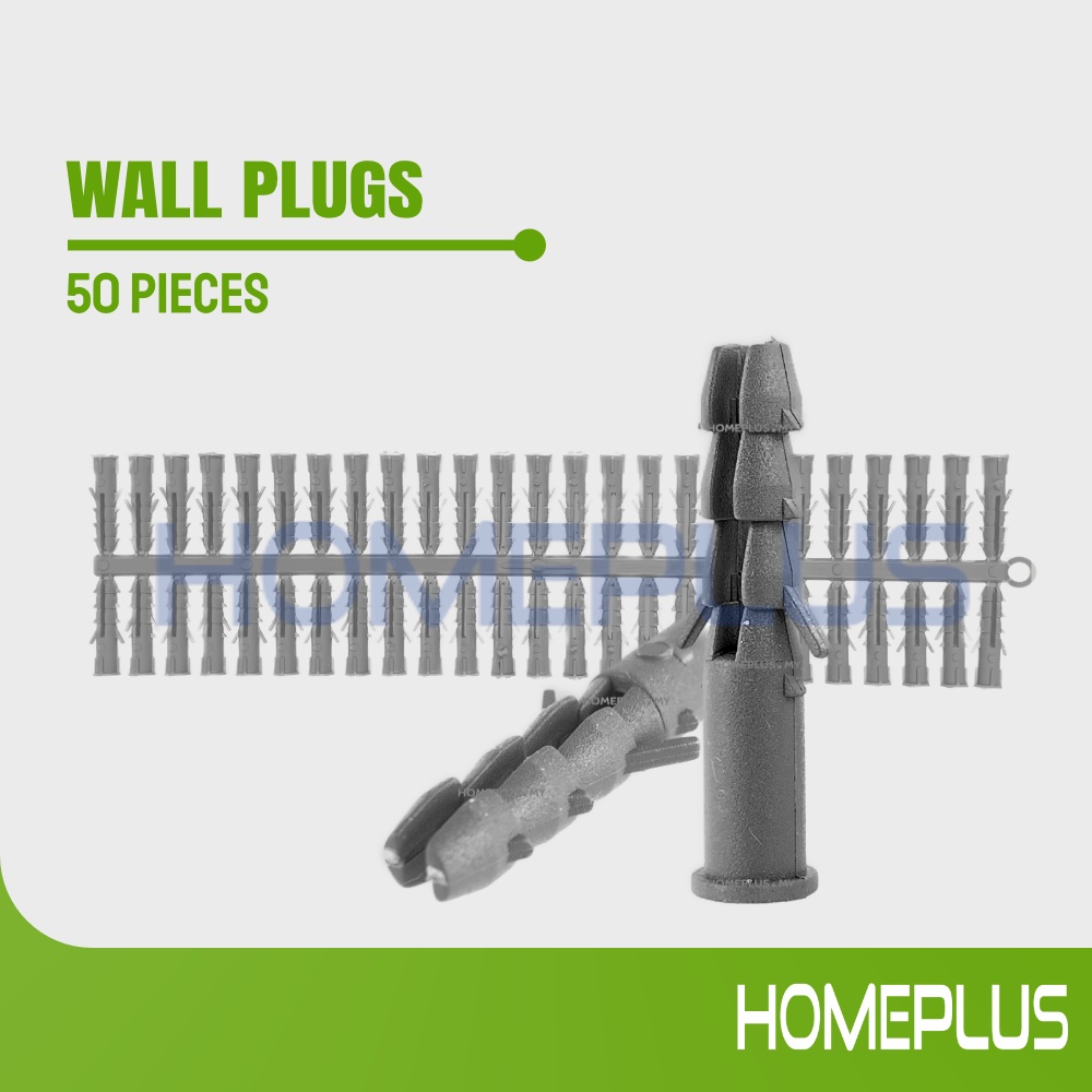 Homeplus 50pcs Plastic Wall Plug Anchor Expansion Bolt Pipe Column ...
