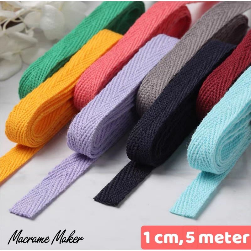 ??READY STOCK?1CM Herringbone Ribbon Color Cotton Ribbon DIY Cotton Straps |cotton webbing edging cloth strap人字彩色棉带 包边布条